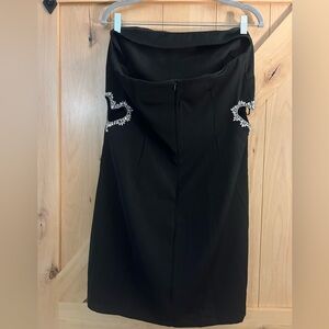 Black Strapless Dress W/ Rhinestone Cutouts on Each Side. Size 12